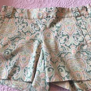 JCrew, paisley shorts.
